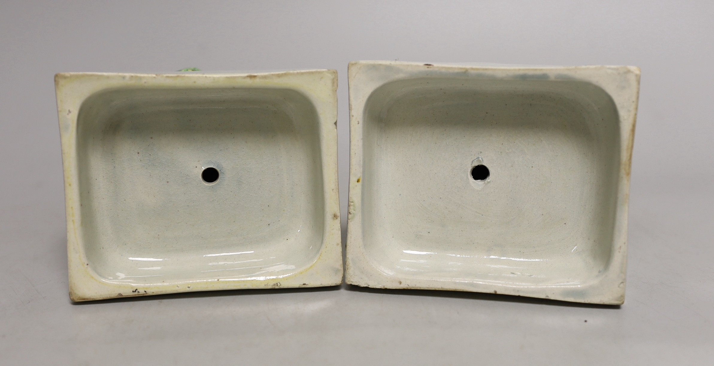 A pair of Ralph Wood pearlware groups Friendship and Tenderness, late 18th century, friendship with impressed number 154 to the back of the base, 16cm